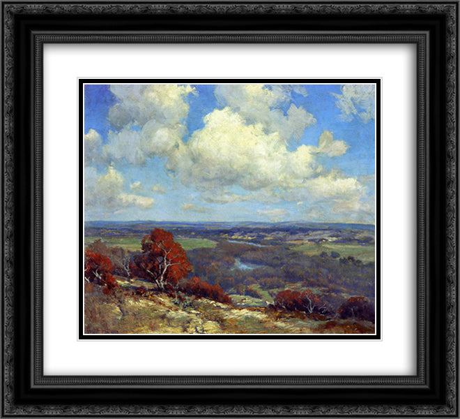 A Winter Morning on the Guadalupe River 22x20 Black Ornate Wood Framed Art Print Poster with Double Matting by Onderdonk, Robert Julian