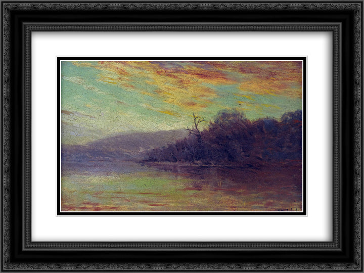 Autumn Sunset 24x18 Black Ornate Wood Framed Art Print Poster with Double Matting by Onderdonk, Robert Julian