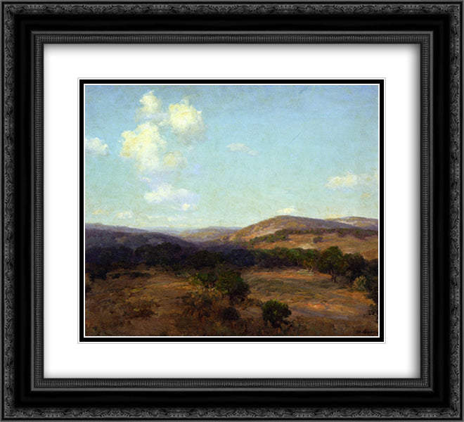 Bandera Hills 22x20 Black Ornate Wood Framed Art Print Poster with Double Matting by Onderdonk, Robert Julian