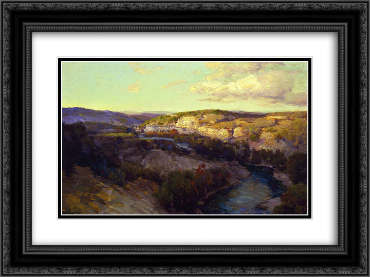 Cliffs on the Guadalupe 24x18 Black Ornate Wood Framed Art Print Poster with Double Matting by Onderdonk, Robert Julian