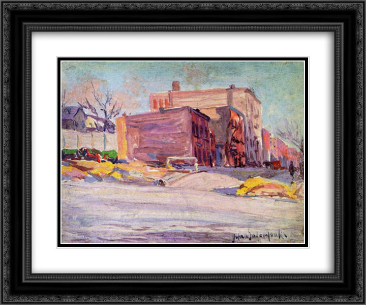 Foot of 52nd Street at Hudson Park 24x20 Black Ornate Wood Framed Art Print Poster with Double Matting by Onderdonk, Robert Julian