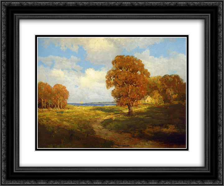 Glimpse of the Sea, Long Island 24x20 Black Ornate Wood Framed Art Print Poster with Double Matting by Onderdonk, Robert Julian