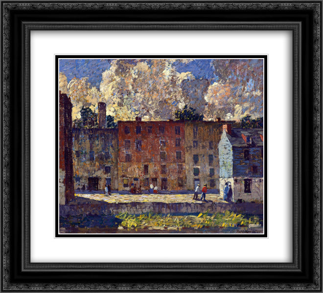 A Row of Tenements 22x20 Black Ornate Wood Framed Art Print Poster with Double Matting by Spencer, Robert