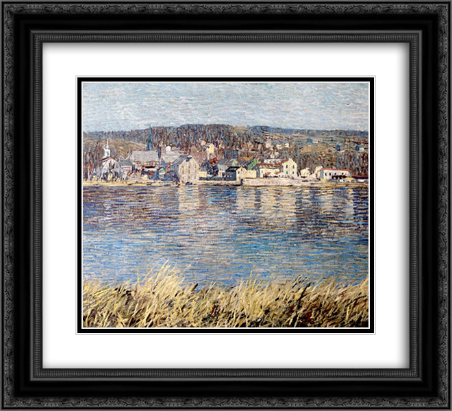 Across the River 22x20 Black Ornate Wood Framed Art Print Poster with Double Matting by Spencer, Robert