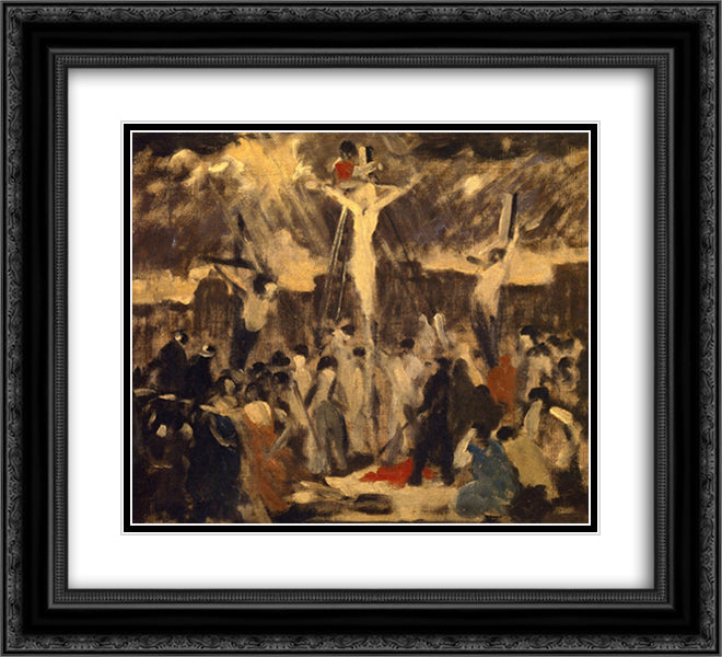 Crucifixion, Sketch #3 22x20 Black Ornate Wood Framed Art Print Poster with Double Matting by Spencer, Robert