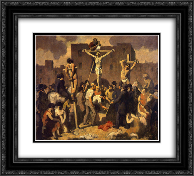 Crucifixion 22x20 Black Ornate Wood Framed Art Print Poster with Double Matting by Spencer, Robert