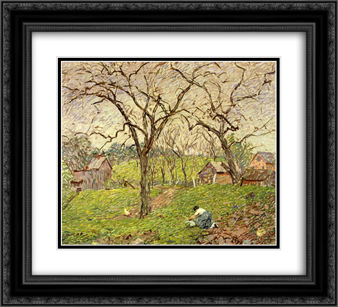 Gathering Greens 22x20 Black Ornate Wood Framed Art Print Poster with Double Matting by Spencer, Robert