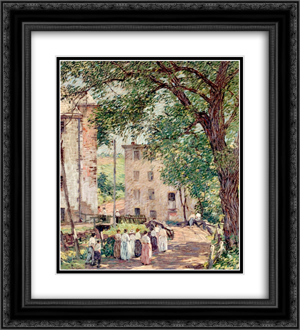 One O'Clock Break 20x22 Black Ornate Wood Framed Art Print Poster with Double Matting by Spencer, Robert