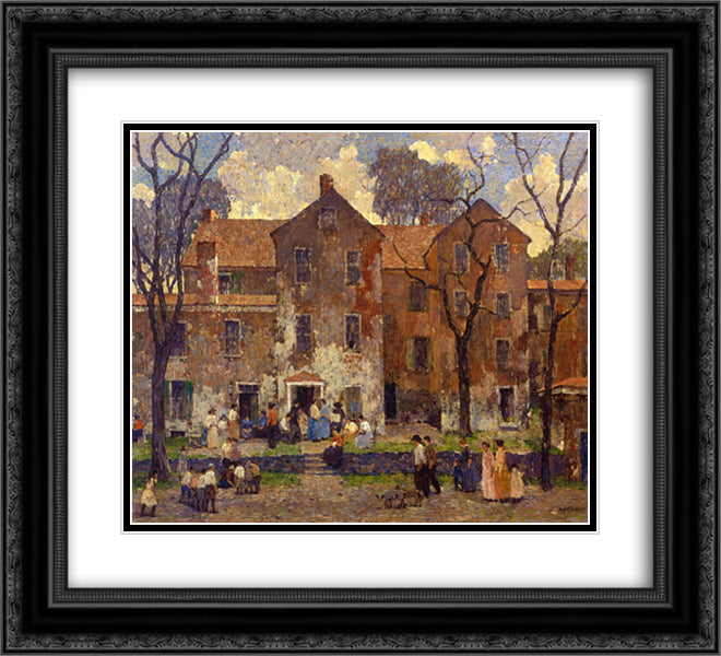 The Barracks 22x20 Black Ornate Wood Framed Art Print Poster with Double Matting by Spencer, Robert