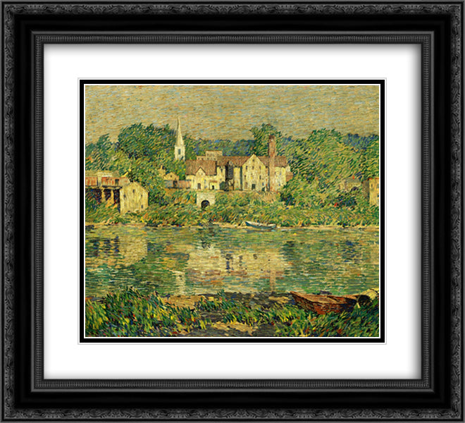 The Green River 22x20 Black Ornate Wood Framed Art Print Poster with Double Matting by Spencer, Robert