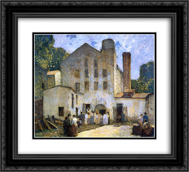 The Silk Mill 22x20 Black Ornate Wood Framed Art Print Poster with Double Matting by Spencer, Robert