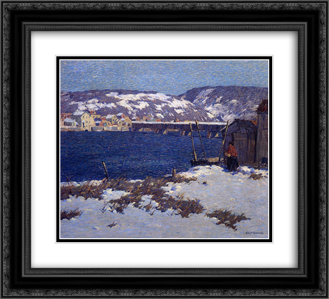 The Two Shores 22x20 Black Ornate Wood Framed Art Print Poster with Double Matting by Spencer, Robert