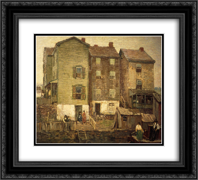 Three Houses 22x20 Black Ornate Wood Framed Art Print Poster with Double Matting by Spencer, Robert