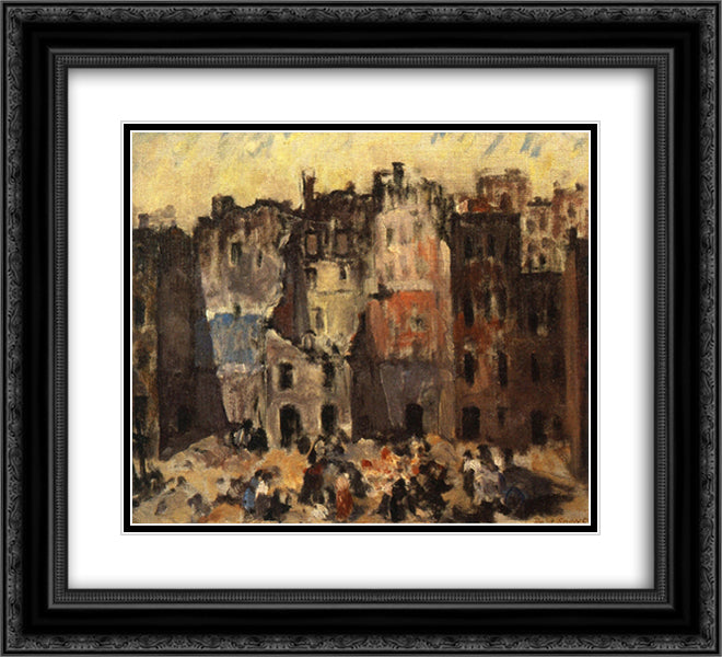 Torn Out Buildings 22x20 Black Ornate Wood Framed Art Print Poster with Double Matting by Spencer, Robert