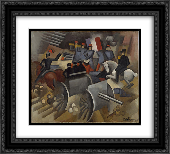 Artillery 22x20 Black Ornate Wood Framed Art Print Poster with Double Matting by Fresnaye, Roger