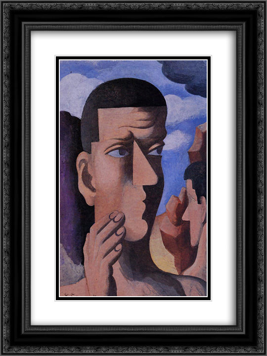Castor and Pollux 18x24 Black Ornate Wood Framed Art Print Poster with Double Matting by Fresnaye, Roger