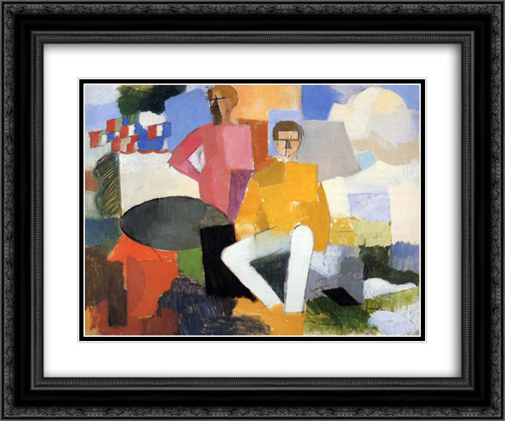 The Fourteenth of July 24x20 Black Ornate Wood Framed Art Print Poster with Double Matting by Fresnaye, Roger