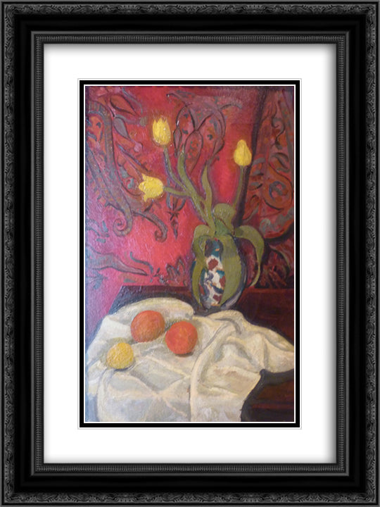 Yellow tulips 18x24 Black Ornate Wood Framed Art Print Poster with Double Matting by Fresnaye, Roger
