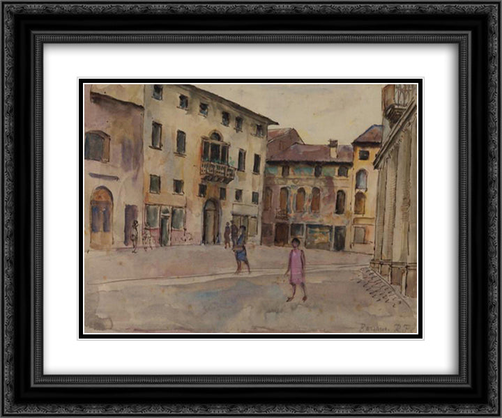 Bassano 24x20 Black Ornate Wood Framed Art Print Poster with Double Matting by Fry, Roger