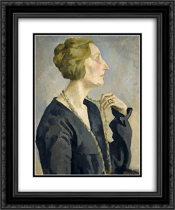 Portrait of Edith Sitwell 20x24 Black Ornate Wood Framed Art Print Poster with Double Matting by Fry, Roger