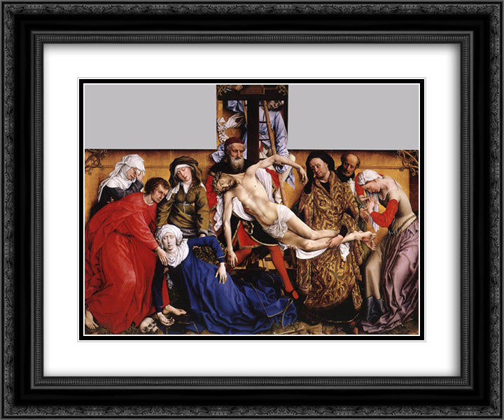Deposition 24x20 Black Ornate Wood Framed Art Print Poster with Double Matting by van der Weyden, Rogier
