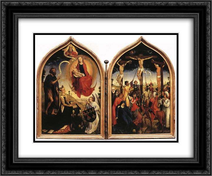 Diptych of Jeanne of France 24x20 Black Ornate Wood Framed Art Print Poster with Double Matting by van der Weyden, Rogier