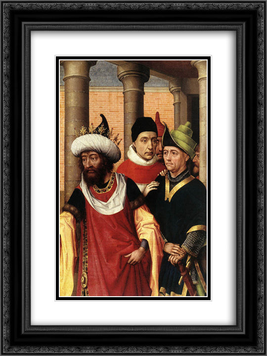 Group of Men 18x24 Black Ornate Wood Framed Art Print Poster with Double Matting by van der Weyden, Rogier