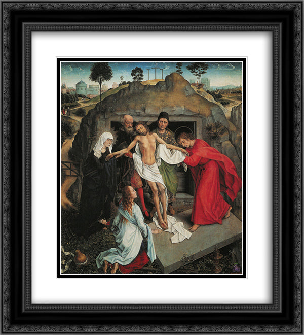 Lamentation of Christ 20x22 Black Ornate Wood Framed Art Print Poster with Double Matting by van der Weyden, Rogier