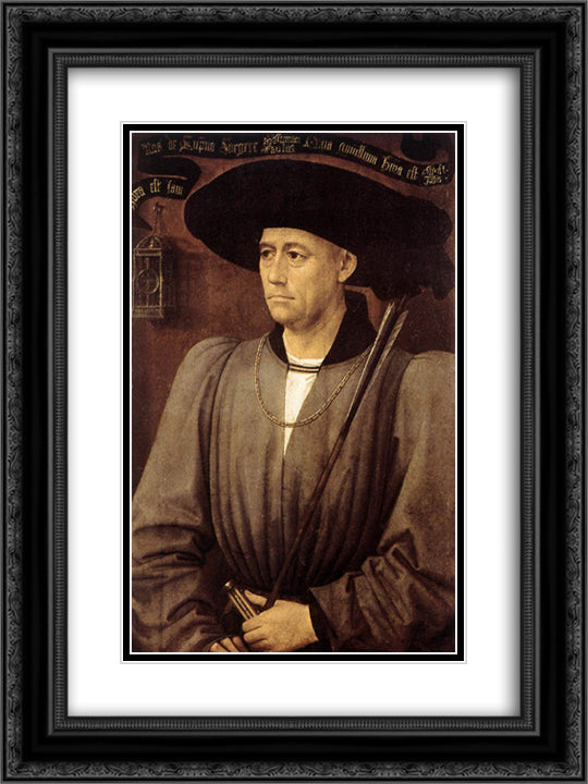 Portrait of a Man 18x24 Black Ornate Wood Framed Art Print Poster with Double Matting by van der Weyden, Rogier
