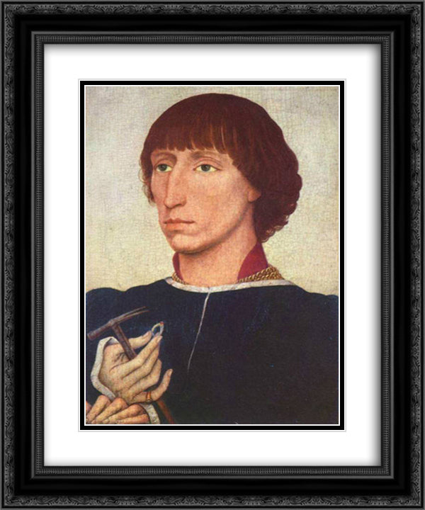 Portrait of Francesco d'Este 20x24 Black Ornate Wood Framed Art Print Poster with Double Matting by van der Weyden, Rogier