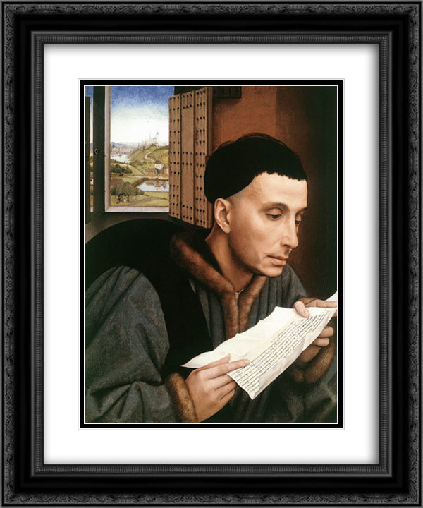 Saint Ivo 20x24 Black Ornate Wood Framed Art Print Poster with Double Matting by van der Weyden, Rogier