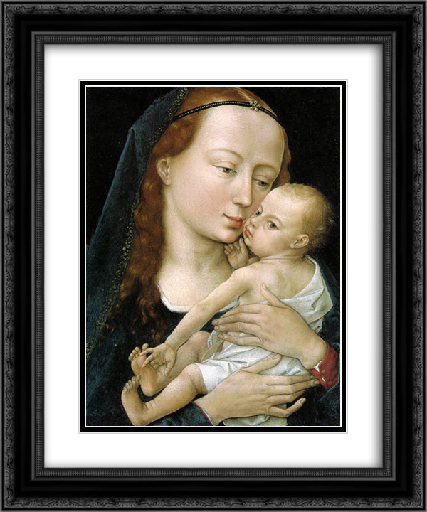 Virgin and Child 20x24 Black Ornate Wood Framed Art Print Poster with Double Matting by van der Weyden, Rogier