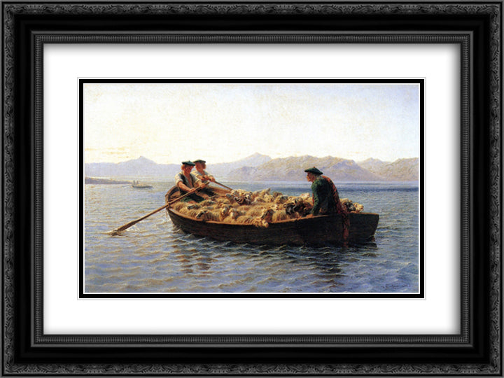 Changing Pastures 24x18 Black Ornate Wood Framed Art Print Poster with Double Matting by Bonheur, Rosa