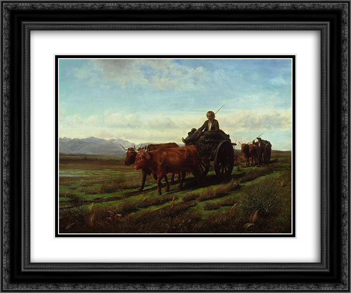 Going to Market 24x20 Black Ornate Wood Framed Art Print Poster with Double Matting by Bonheur, Rosa