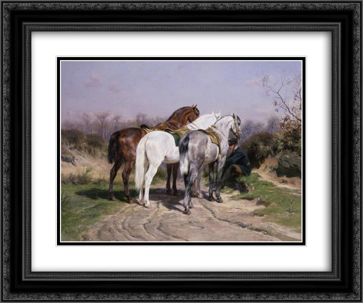 Relay Hunting 24x20 Black Ornate Wood Framed Art Print Poster with Double Matting by Bonheur, Rosa