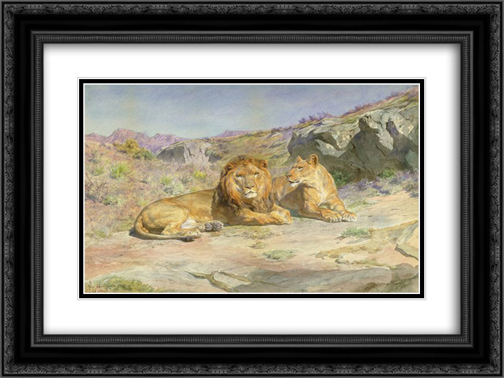 Royalty at Home 24x18 Black Ornate Wood Framed Art Print Poster with Double Matting by Bonheur, Rosa