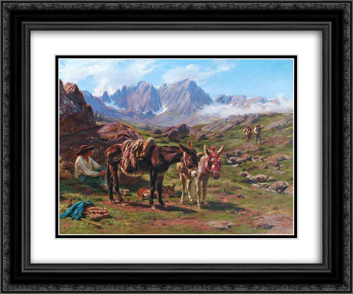 The Pyrenees 24x20 Black Ornate Wood Framed Art Print Poster with Double Matting by Bonheur, Rosa