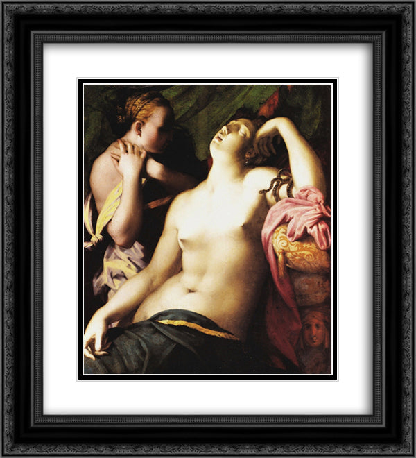 Death of Cleopatra 20x22 Black Ornate Wood Framed Art Print Poster with Double Matting by Fiorentino, Rosso