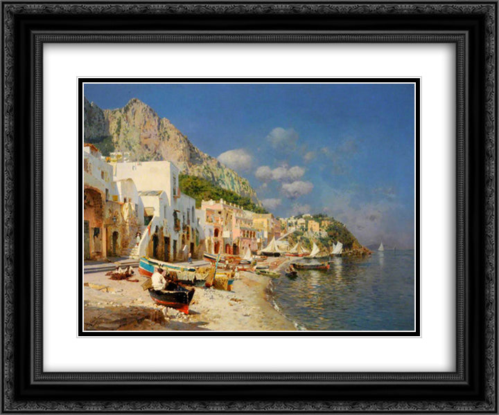 Capri, Italy 24x20 Black Ornate Wood Framed Art Print Poster with Double Matting by Santoro, Rubens