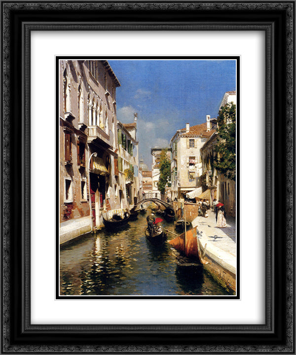 Venezia 20x24 Black Ornate Wood Framed Art Print Poster with Double Matting by Santoro, Rubens