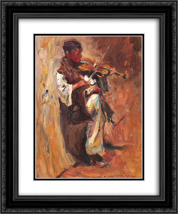 Little Violonist 20x24 Black Ornate Wood Framed Art Print Poster with Double Matting by Schweitzer Cumpana, Rudolf