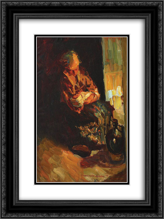 Maternity 18x24 Black Ornate Wood Framed Art Print Poster with Double Matting by Schweitzer Cumpana, Rudolf