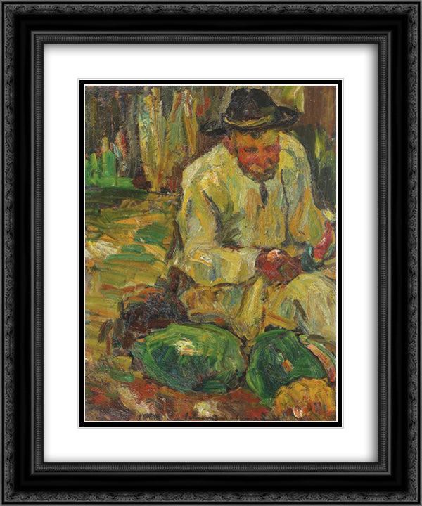 Peasant with Watermelons 20x24 Black Ornate Wood Framed Art Print Poster with Double Matting by Schweitzer Cumpana, Rudolf