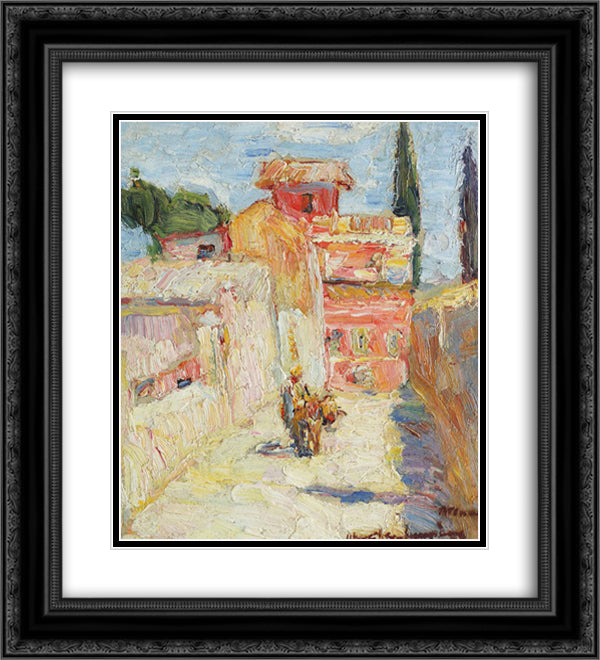 Street in Athens 20x22 Black Ornate Wood Framed Art Print Poster with Double Matting by Schweitzer Cumpana, Rudolf