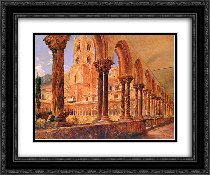 A View Of Monreale, Above Palermo 24x20 Black Ornate Wood Framed Art Print Poster with Double Matting by Alt, Rudolf von