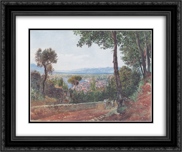 Castellammare on the Gulf of Naples 24x20 Black Ornate Wood Framed Art Print Poster with Double Matting by Alt, Rudolf von