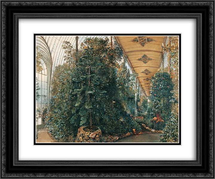 Interior view of the Palm House of Lednice Castle 24x20 Black Ornate Wood Framed Art Print Poster with Double Matting by Alt, Rudolf von