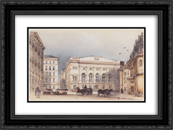 Lower Austrian country house in Vienna Viewed from Minoritenplatz 24x18 Black Ornate Wood Framed Art Print Poster with Double Matting by Alt, Rudolf von