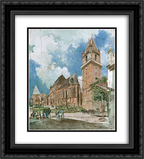 Perchtoldsdorf 20x22 Black Ornate Wood Framed Art Print Poster with Double Matting by Alt, Rudolf von
