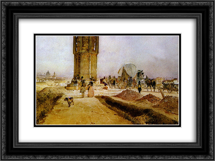Rush hour traffic on the national road 24x18 Black Ornate Wood Framed Art Print Poster with Double Matting by Alt, Rudolf von